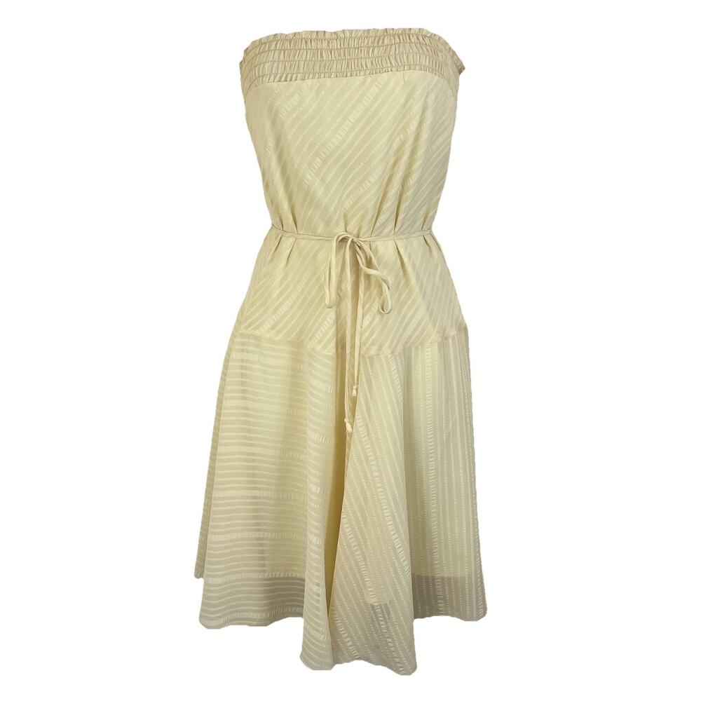 Teeze Me Y2K Vintage Strapless Yellow Smocked Dress Size 7 Knee Length Summer